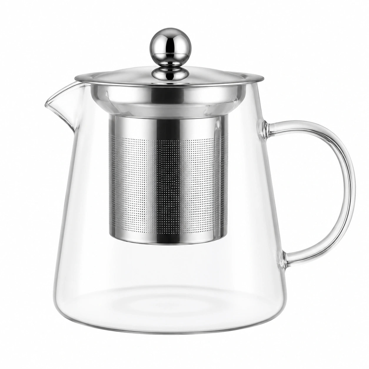 Teiera in vetro 1000 ml con filtro in acciaio inox e coperchio - trasparente per tè sfuso