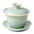 Tazza Gaiwan 180 ml in porcellana verde con coperchio e piattino per tè