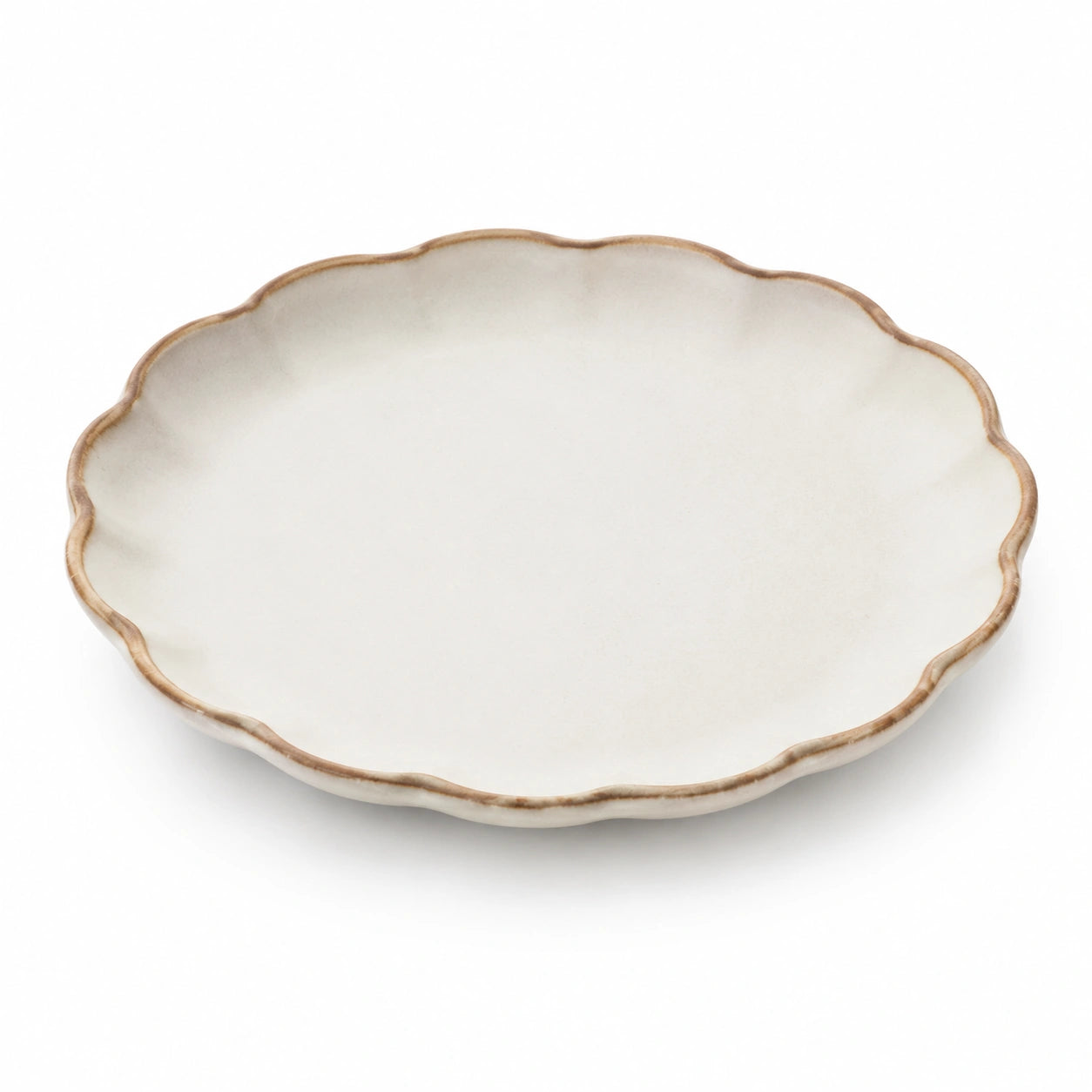 Piatto da portata in ceramica 28 cm avorio con bordo ondulato