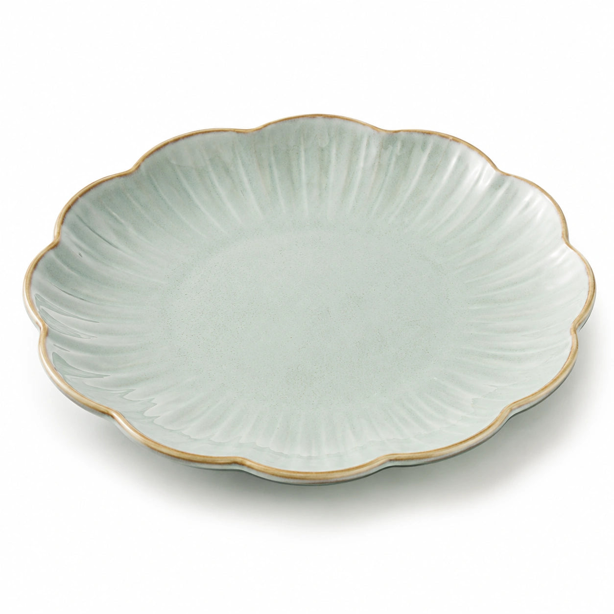 Piatto fondo rotondo 26 cm in ceramica verde salvia con bordo ondulato