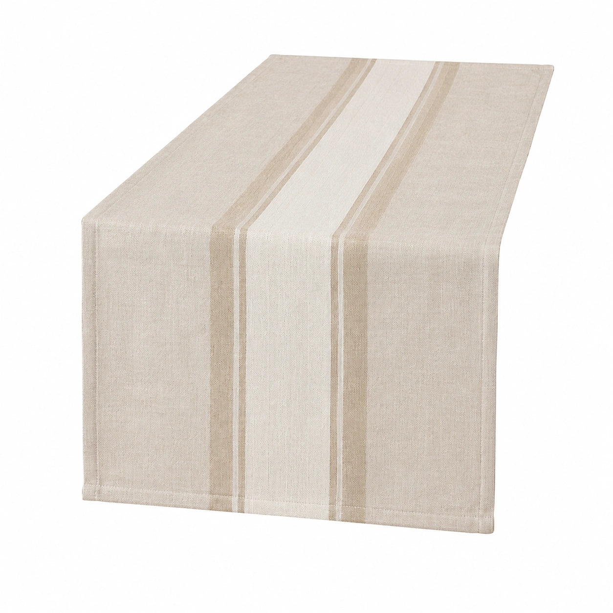 Runner da tavola 180 x 40 cm in tessuto beige a righe stile naturale