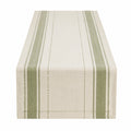 Runner da tavola 40 x 180 cm in tessuto beige e verde a righe stile rustico