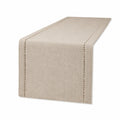 Runner da tavola 180 x 40 cm in tessuto effetto lino beige con bordo decorativo
