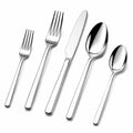 Set posate 5 pezzi 14-23 cm in acciaio inox argento stile moderno