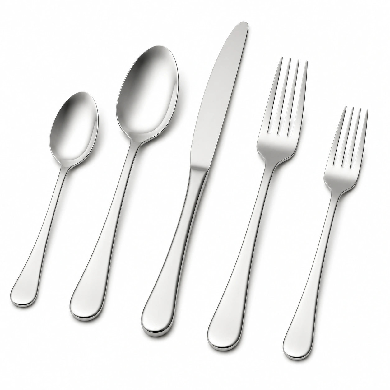 Set posate 5 pezzi in acciaio inox argento - stile moderno per tavola