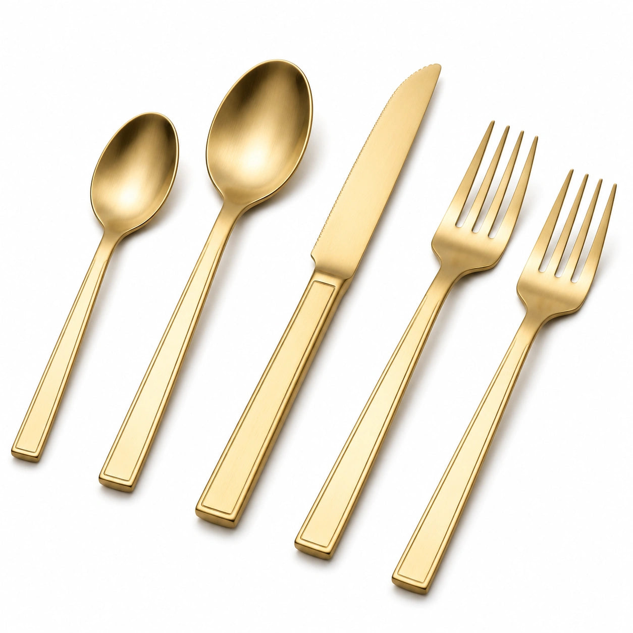 Set di posate 5 pezzi 23 cm in acciaio inox dorato satinato per tavola