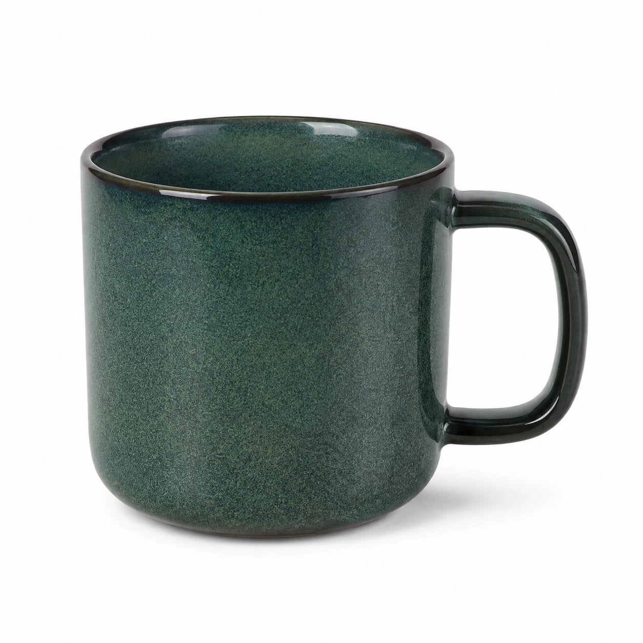 Tazza in ceramica 350 ml verde scuro smaltata con manico per bevande calde