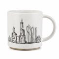 Tazza in ceramica 350 ml bianca con skyline urbano - stile moderno