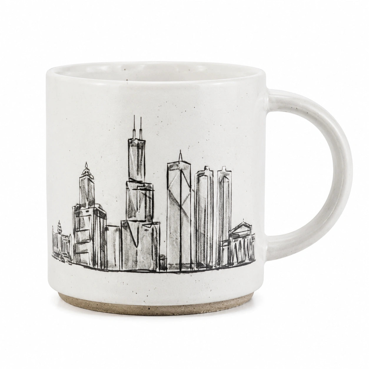 Tazza in ceramica 350 ml bianca con skyline urbano - stile moderno