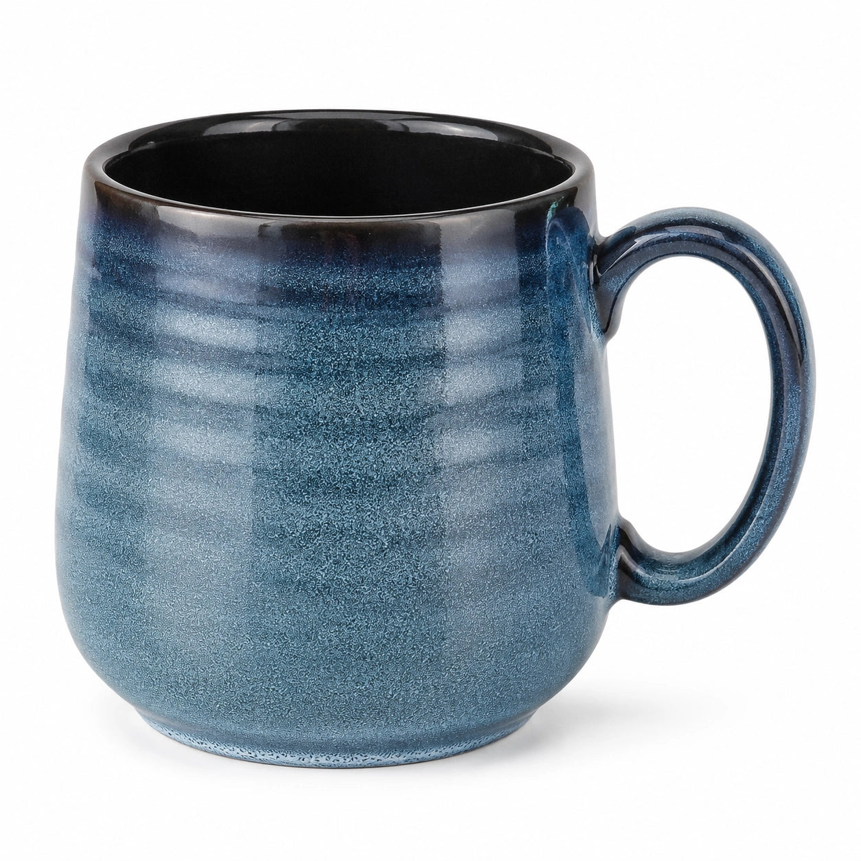 Tazza in ceramica 450 ml blu - manico ampio finitura smaltata
