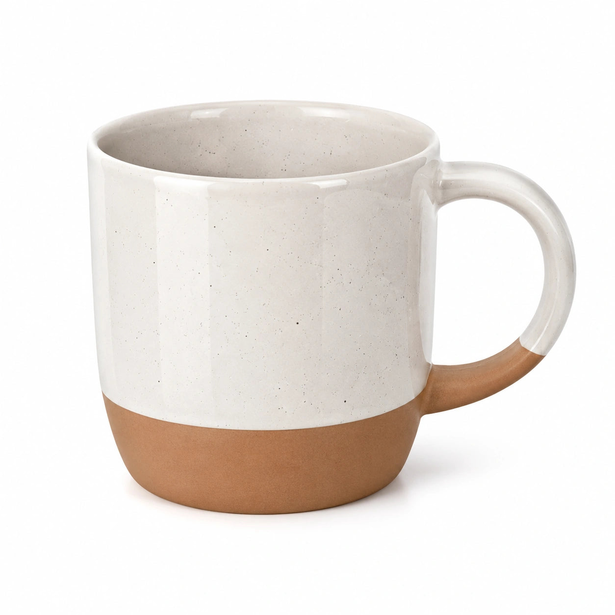 Tazza in ceramica 400 ml 9 x 10 cm crema e terracotta con manico per bevande calde