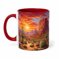 Tazza 325 ml in ceramica rossa con paesaggio desertico - manico ergonomico