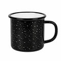 Tazza 350 ml in metallo smaltato nero con motivo puntinato - stile campeggio