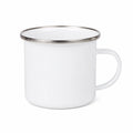 Tazza smaltata 350 ml 8 x 8 cm bianca con bordo metallico - per bevande calde e fredde