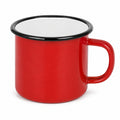 Tazza smaltata 500 ml in acciaio rosso con bordo nero per bevande calde e fredde
